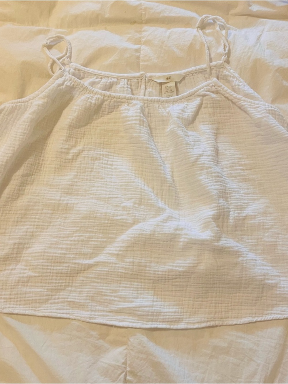 H&M White Gauze Adjustable Strap Camisole Tank XXL
